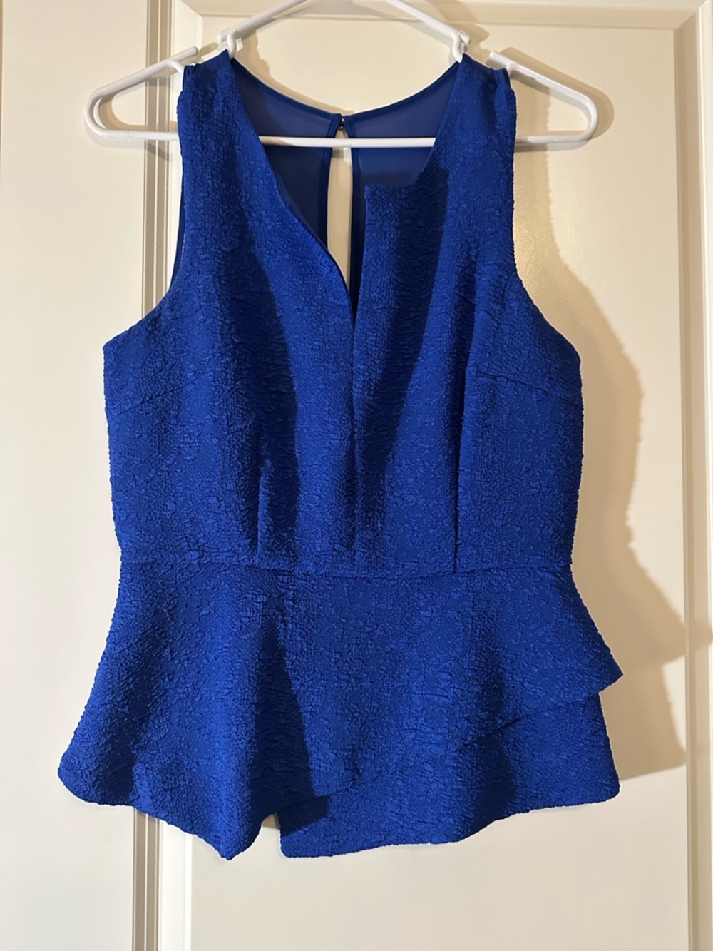 XOXO Sleeveless Royal Blue Textured Peplum Top